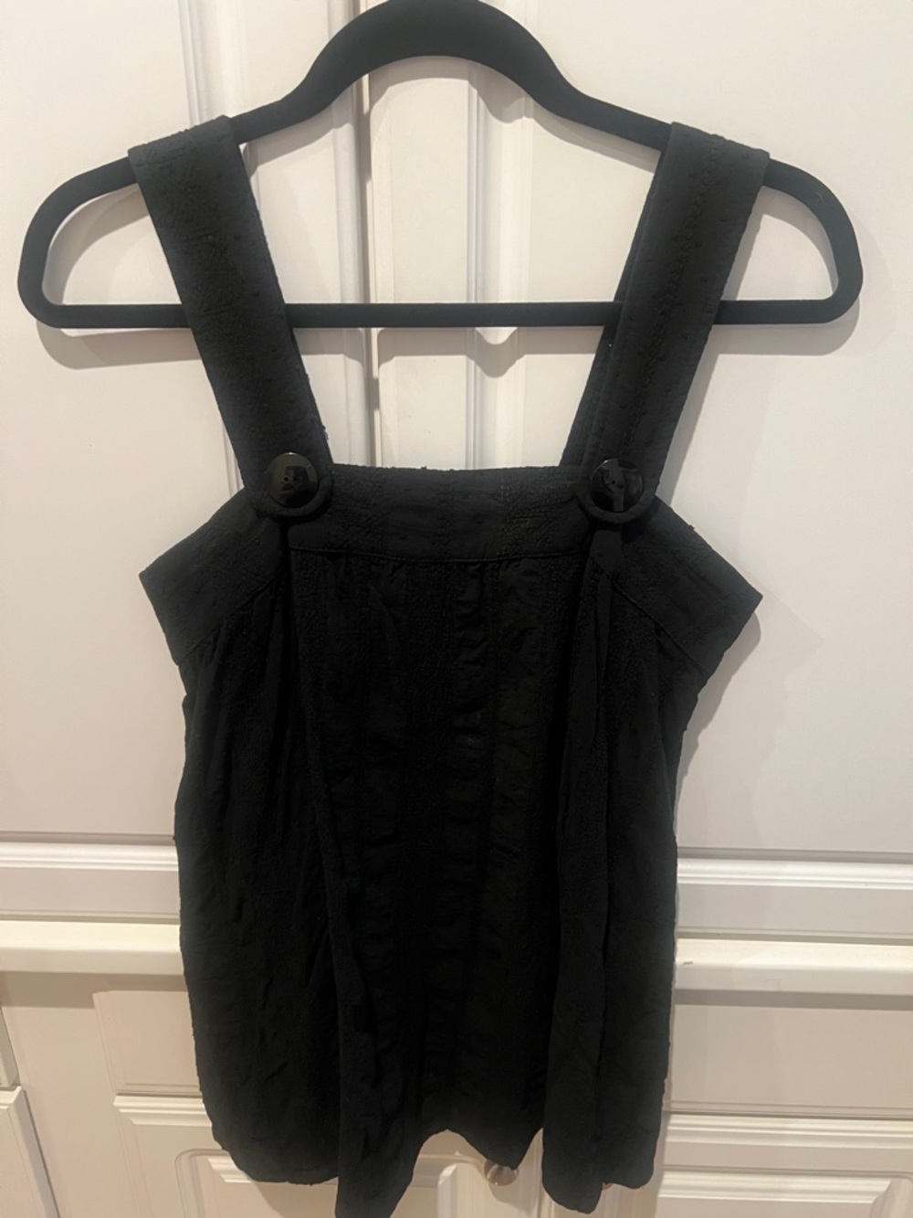 Black Button-Strap Top